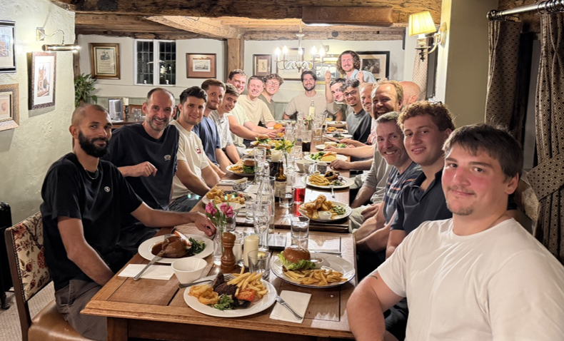 Frewer Engineering team at dinner after the summer go-karting social
